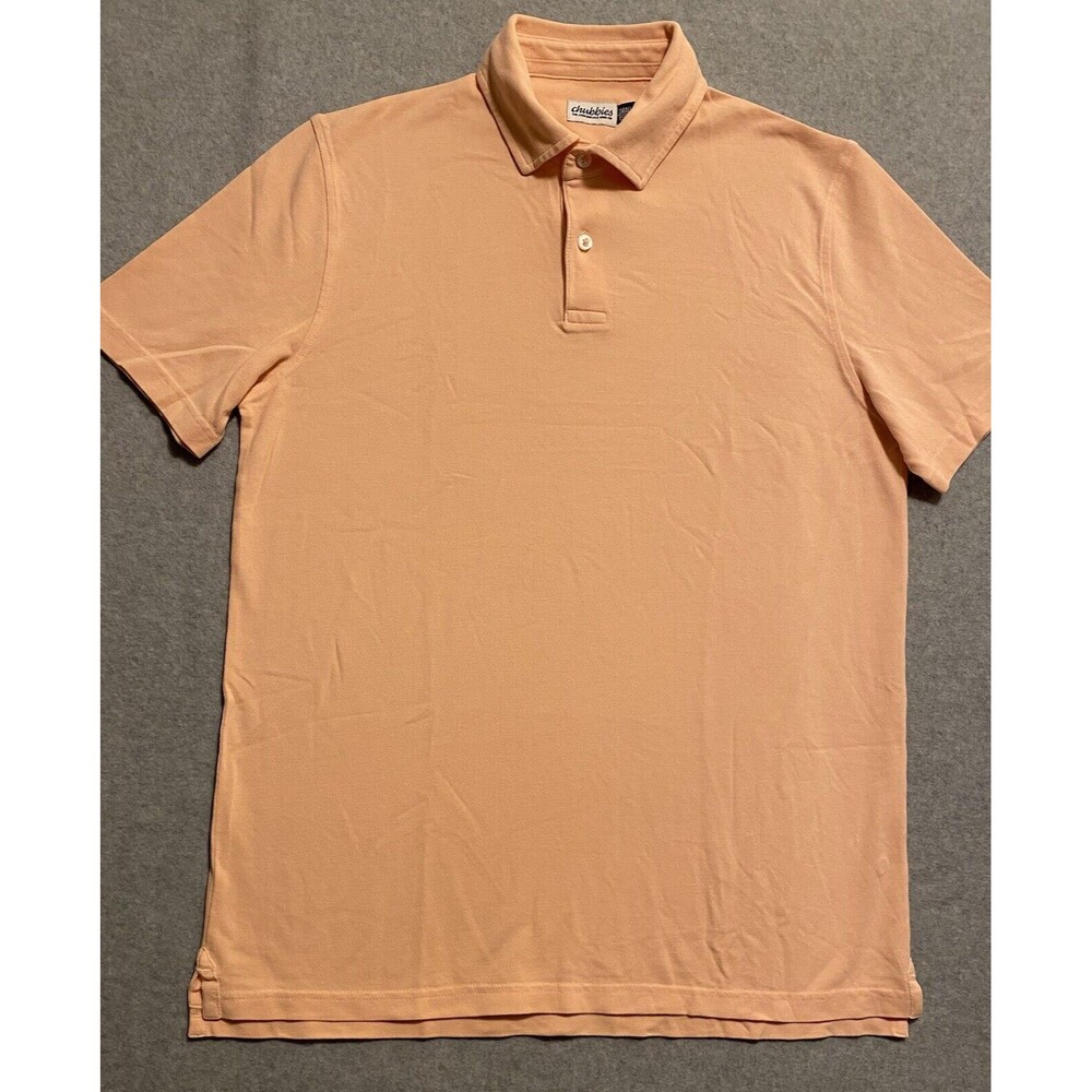 Chubbies Polo Shirt Men's Small Pink Salmon Short Sleeve USA Casual Golf Preppy‎